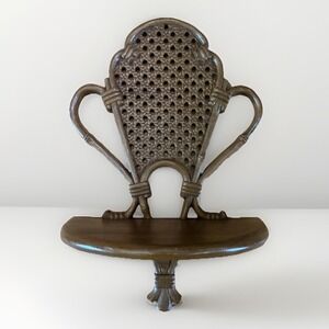 Burwood Wall Shelf 15" USA Faux Wicker Rattan Bamboo Decor 1981 MCM Vintage 2545